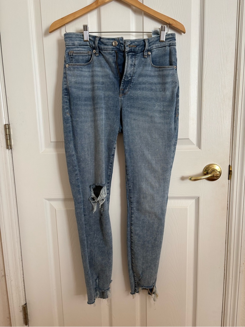 Good American Light Blue Skinny Distressed Jeans